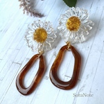 再入荷★大ぶりflowerとフープの夏ピアス/イヤリング《べっ甲》
