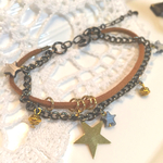 星のブラックチェーン2連ブレスレット
