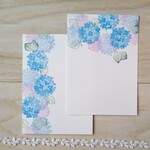 消しゴム版画「ポストカード（紫陽花）」