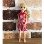 リカちゃん服　ギンガムチェックパジャマ