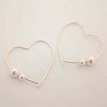 【全品送料無料】ハート×パール2連 ピアス