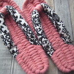 布ぞうり：coral pink24.5cm/ダマスク
