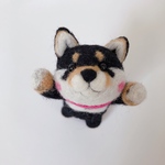 ぐで〜んしばいぬ🐕黒柴　前　羊毛フェルト