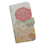 全機種対応 手帳型スマホケース 花柄 和柄 ぼたん 菊 504