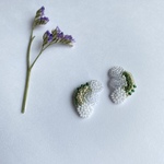 シロツメクサ　ビーズ刺繍　ビーズピアス　刺繍　刺しゅうイヤリング　