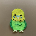 インコ刺繍ワッペン　緑　中