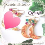 ひまわりお月様ピアス(イヤリング)・Orange
