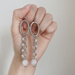 オーバルフープ×パールチェーンピアス