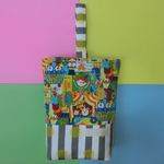 幼稚園グッズ☆緑サーカスとグレーストライプドットのシューズケース・上履き入れ