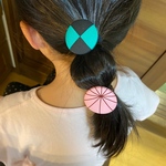 ヘアゴム　緑とピンク各2個づつ。  4個セット。
