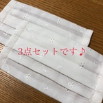 [ラストです]再販4夏用薄地刺繍レース de シンプル大人用プリーツマスク3点セット