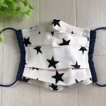 【再販】こども用 プリーツガーゼマスク＊モノトーン＊星柄＊