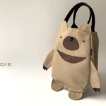 新作！SIOCO・8号帆布〈ラテ〉 ×牛革 ツキノワグマ帆布トートバッグ 《Eddie》動物立体バッグ・Bear Bag ・熊バッグ・クマバッグ・ベア