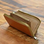 栃木レザー L字ファスナー長財布  牛革 本革 レザー ギフト 名入れ可 オレンジ JAW017
