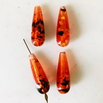 Vintage Clear Orange Confetti Teardrop Beads