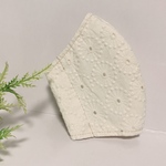 【再販】★大人の刺繍マスク　白サークル　コットン　勝負マスク さらし裏地で夏も快適！