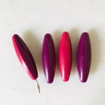 Vintage Purple Pink Striped Tube Beads 