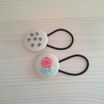刺繍＊くるみボタン＊ヘアゴム＊北欧 flower