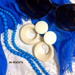 B585.「Milky White」ミルク色の大ぶり耳飾り