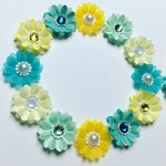 お花シール❁︎スワロフスキー❁︎30枚❁︎green×yellow