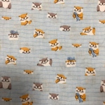 ダブルガーゼ  生地　カワウソ　ブルー