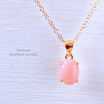 天然石ピンクオパール14kgfネックレス  10月誕生石 Pink Opal necklace 40cm 8×6mm