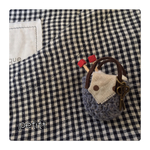 『SALE』 ミニチュア カゴバッグ ブローチ* ブルー