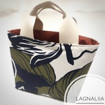 ▷ミニトート：ボタニカル柄×コットンリネン◁