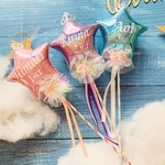 birthday 魔法スティック　パープル　名前入り　バルーン　星　誕生日　ギフト