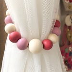(21)40cm 赤系 ウッドビーズ カーテンタッセル 3色 2本