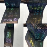 切り絵アート　アールヌーボーの館立体グリーティングカード(紺色)