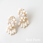 2pcs ピアスパーツ ビジュー パールシャンデリア ショート