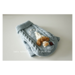 az＊様専用お買い物ページ Cable pattern sleeve knit white cap  ブルー (わんちゃんセーター)