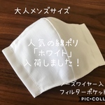 【受注製作☆送料無料】立体マスク 大人用 メンズサイズ 綿ポリ ホワイト 白