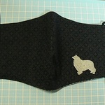 コリー刺繍付　マスク⑯　大人用　裏Wガーゼ　咳エチケット