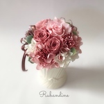 プリザーブドフラワー　花束のようなアレンジ　レトロピンク　ウェディング　結婚祝い　フラワーギフト　