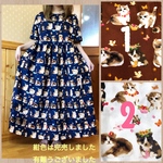 お洒落な猫ちゃん達のギャザーワンピース🐈ブラウンのみの販売です