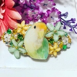 ビジューたっぷりバレッタ(コザクラインコ)