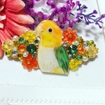 ビジューたっぷりバレッタ(シロハラインコ)