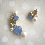 再々販 秋冬新作　blue×beige イヤーカフ＆ピアス（イヤリング）