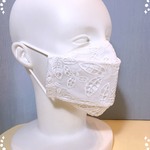 真っ白レースの立体マスク（リーフ模様） 3層 ★Ｓ～Ｌサイズ★ 夏用【受注生産】2～4日発送