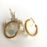 ラウハラ編みリングピアス4センチ(イエロー)