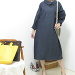 **wak様ご予約品**2055　デニムできちんと感のあるAラインワンピース　コットン