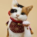 リアル　招き猫　羊毛フェルト