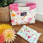 バッグインバッグ型ミニポーチ～ピンクフラワーと蝶～