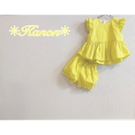 ●iwa様専用●★袖フリルチュニック✳セットアップ✳９０【送料無料】レモンイエロー