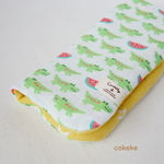 🍉ワニさんandスイカ 🍉 ふわっふわの8重ガーゼハンカチ 20cm