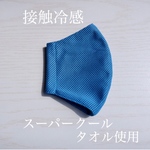 【3日以内にご発送】接触冷感　マスク　青　1枚