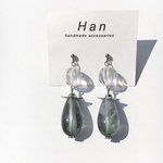 お花と雫ビーズのピアス グリーン サージカルステンレス