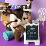 羊毛フェルト　リスさんの森のcafeワゴン